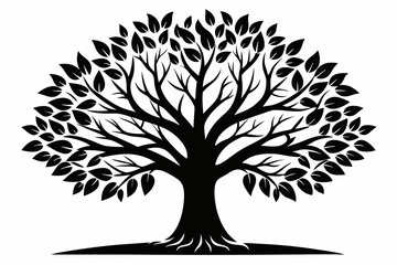 Obraz premium tree line art silhouette vector illustration