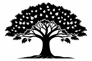 Obraz premium tree line art silhouette vector illustration