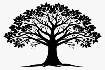 Obraz premium tree line art silhouette vector illustration
