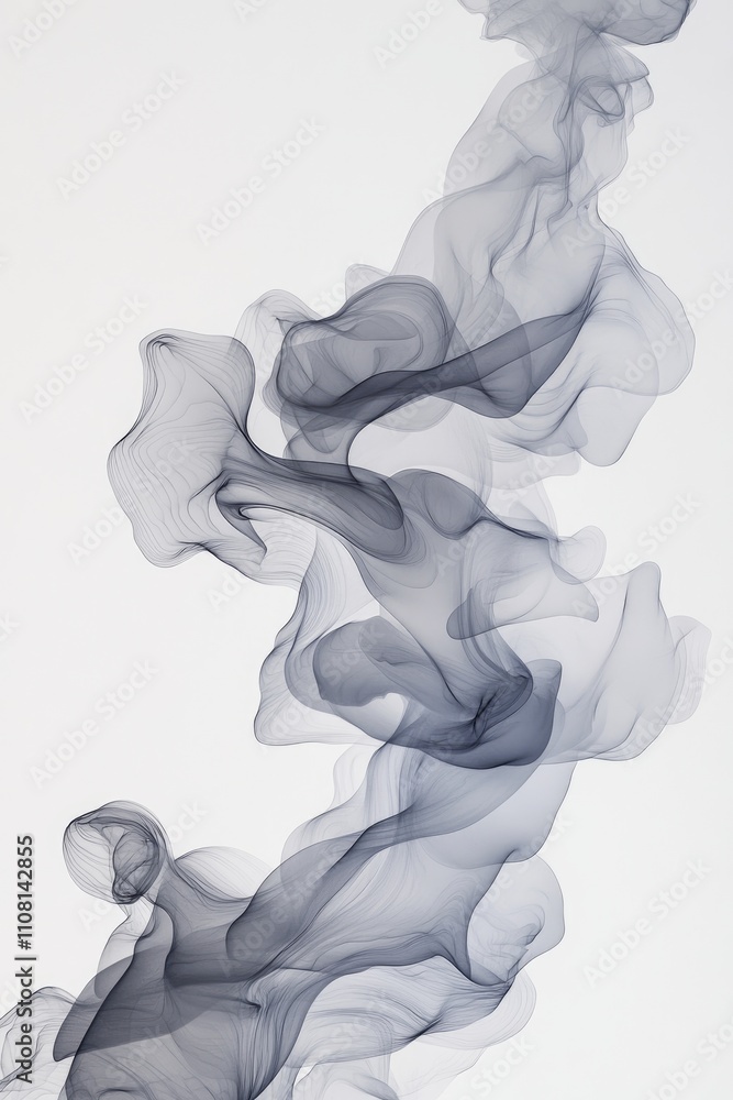 Poster abstract smoke pattern creating a fluid, ethereal effect on a light background.
