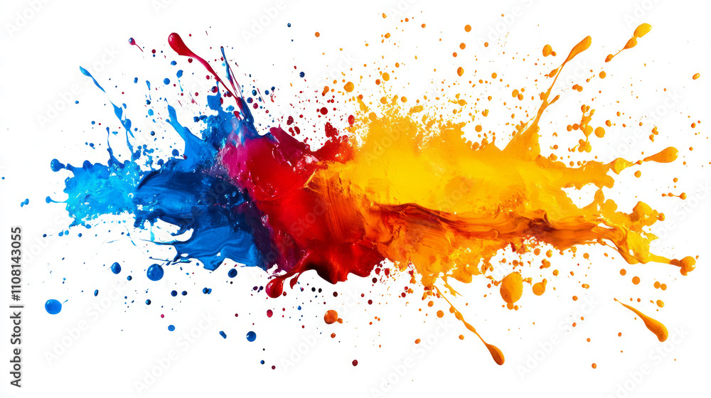 Poster create splashes of paint on a transparent background