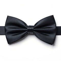 Elegant Black Bow Tie on White Background - Formal Wear Accessory