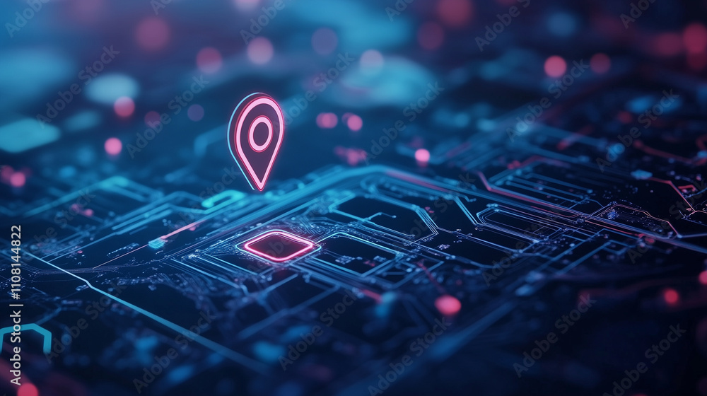 Poster an advanced tracking app concept with animated gps markers, blockchain verification alerts, and a st