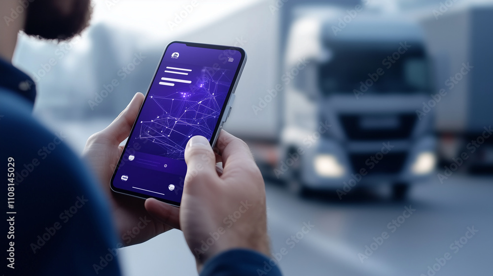 Poster a logistics tracking app with a live interactive map, rfid tag status updates, and blockchain verifi