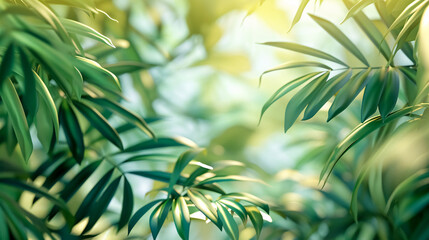 Obraz premium Beautiful Summer Background with Leaves 3D Rendering: 3D rendering of a summer background with leaves.