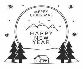 Fototapeta premium Merry Christmas and Happy New Year Greeting Cards. Vector illustration concepts for background, greeting card, party invitation card, website banner, social media banner, marketing material