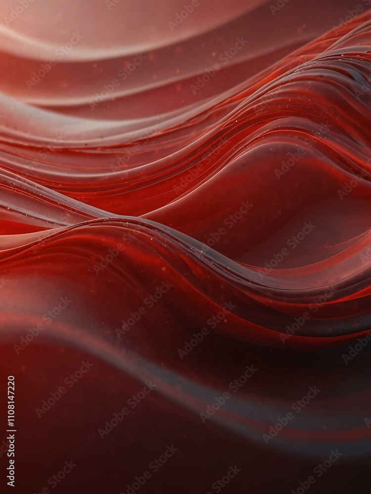 Aufkleber red abstract background with flowing waves.