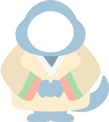 푸른 뱀 한복 얼굴합성 도안