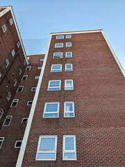 Top Floors of a Highrise Council Block of Flats with Blue Sky
