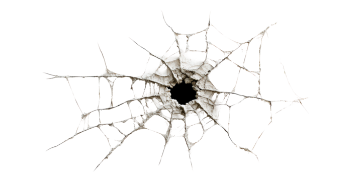 Shattered Glass Crack Pattern Isolated on Transparent Background