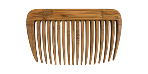 Wooden Comb With Smooth Curved Teeth Isolated on Transparent Background