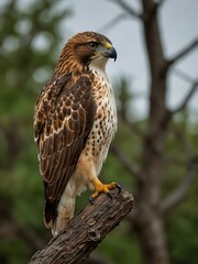 Naklejka premium Red-tailed hawk perched.