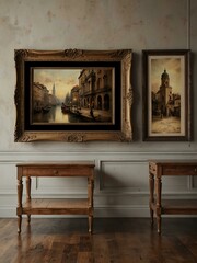 Refined gallery setting with an old-world style frame mockup.