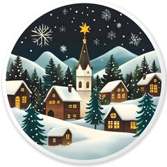 Classic Christmas pudding sticker with holly sprig