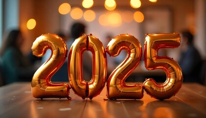 Obraz premium New Year 2025 celebration image, symbolizing hope and joy for the upcoming year during the holiday season, HAPPY NEW YEAR 2025 - Festive silvester party celebration holiday