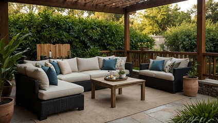 Fototapeta premium Relaxing patio retreat for outdoor leisure.