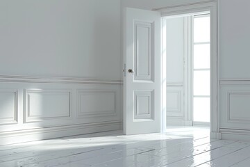 An inviting open door gracefully unveils a breathtaking sky, symbolizing ultimate freedom and serene tranquility