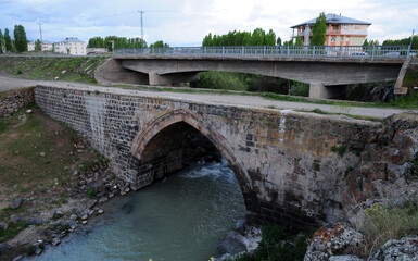 Naklejka premium Hatun Bridge, located in Malazgirt, Mus, Turkey, was built during the Seljuk period.