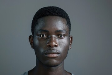 Handsome African man on gray background.