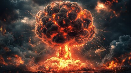 Massive fiery nuclear explosion