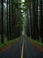 Obraz premium Road through a forest.