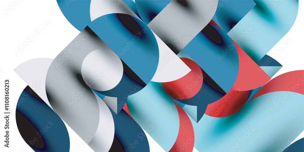 Poster Tech minimal circular shapes geometric art. Vector modern circles