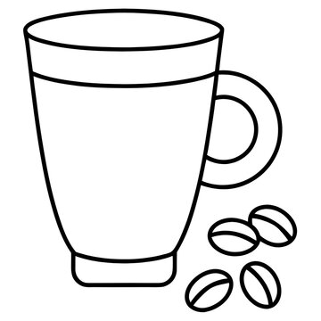 recommend clip art: Cup mockup with coffee beans, white background.