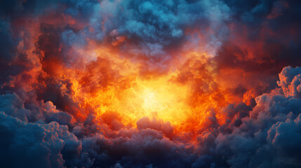 Fototapeta premium Intense real smoke explosion with a clear center, enveloped in thick, spooky fog, creating a haunting halloween background, dramatic and atmospheric effect. Haunting. Illustration