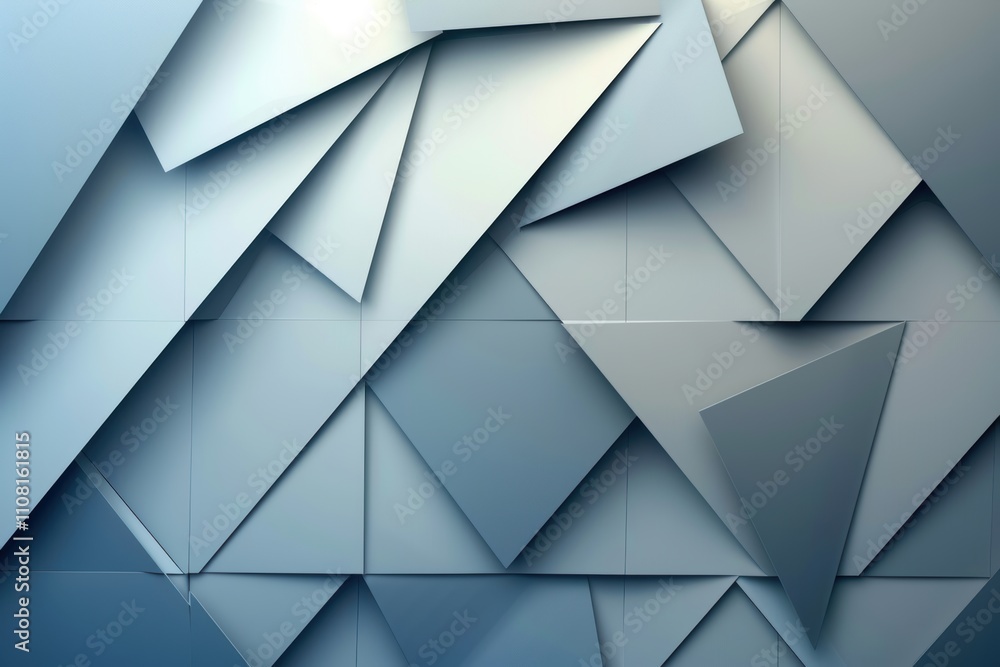 Poster abstract geometric shapes in cool tones create a modern design background.