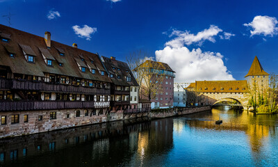 Fototapeta premium Walking along the bridges of Nuremberg. 