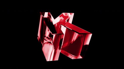 Motion graphics of glass with light dispersion effect. 3d K letter shape rotating render - Powered by Adobe