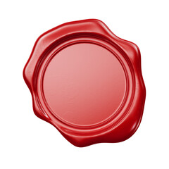 Red Wax Seal with empty center isolated on transparent background. Realisitc old wax stamp. 3d render illustration