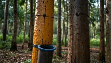 Rubber tree sap extraction.