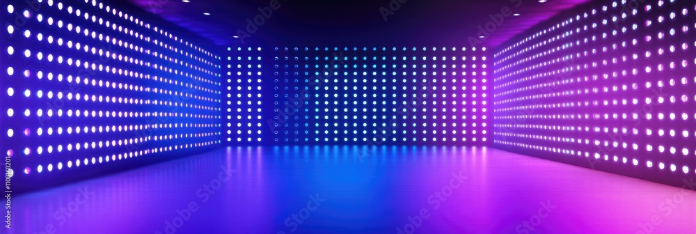 Poster a vibrant, illuminated room with colorful led lights creating a dynamic atmosphere.