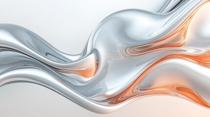 Fluid metallic waves with soft copper tones &ndash; abstract design featuring smooth curves and reflective surfaces for modern art and creative backgrounds