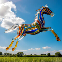 glass horse in the field