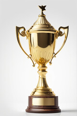 Fototapeta premium winner golden trophy cup on white background