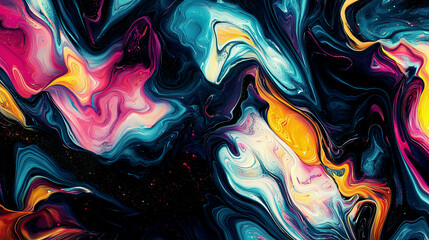 Obraz premium Flowing abstract pattern, vibrant colors merging into swirling kaleidoscopic shapes, intricate glowing lines, ultra-detailed