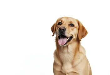 Fototapeta premium happy dog giving a high five isolated on white, with copy space area