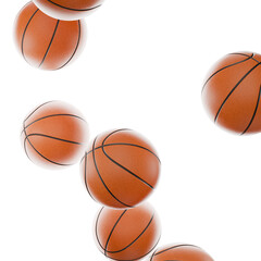 Obraz premium basketballs falling, on transparent background