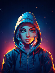 portrait of a girl in a hood