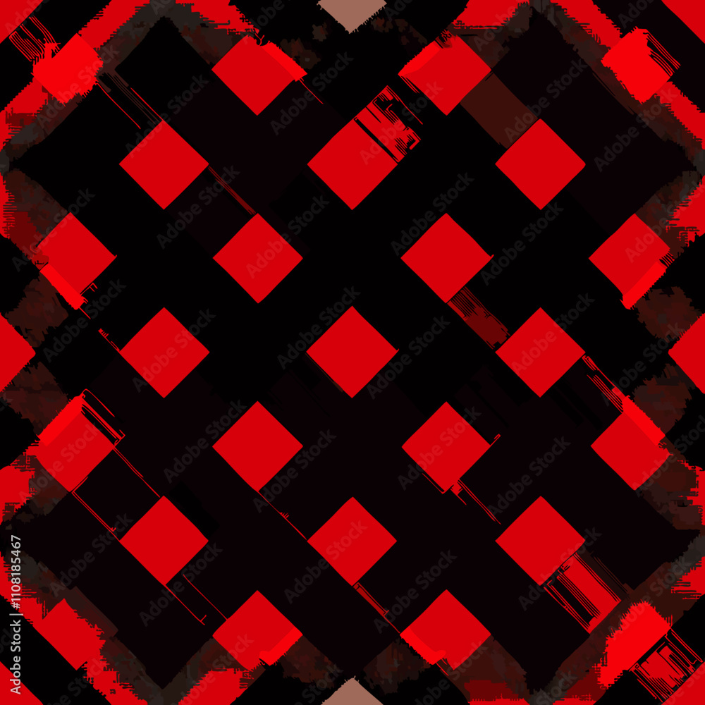 Poster bold argyle pattern design with seamless geometry in red and black colors