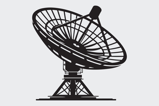 recommend clip art: Black and white silhouette of a satellite dish.