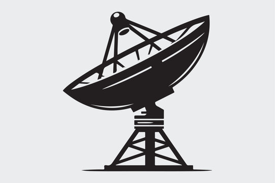 recommend clip art: Black and white silhouette of a satellite dish.