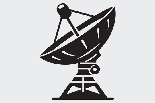 recommend clip art: Black and white silhouette of a satellite dish.