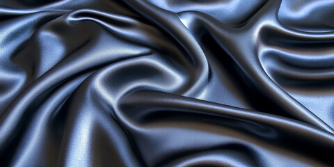 Obraz premium Elegant dark satin fabric with luxurious glossy texture, perfect for design backgrounds, fashion mockups, or sophisticated event themes