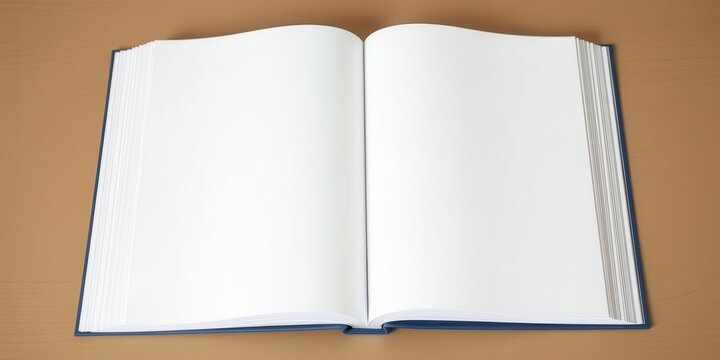 Two soft cover books open on a table, showcasing their blank pages for customization or design mockups, education, mockup