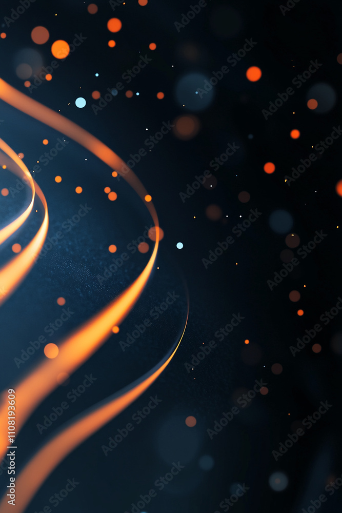 Poster Dynamic orange swirls and shimmering particles against a dark backdrop create an abstract visual experience