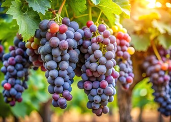Fototapeta premium red grapes in vineyard