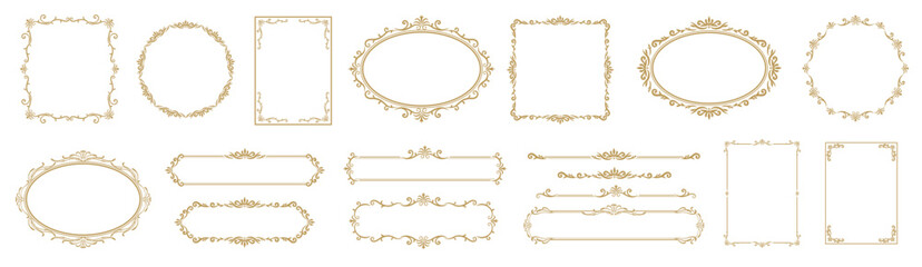 Set of decorative vintage frames and borders, floral ornament, vector design. .eps